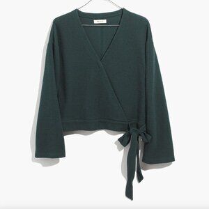 Madwell Texture & Thread Wrap Top Blouse Long Sleeve Smoky Spruce Green sz M